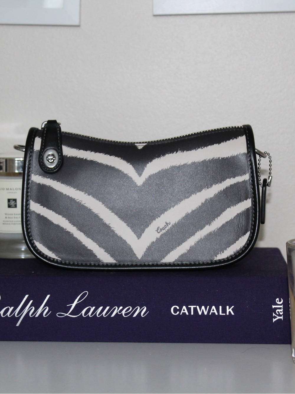 Coach Small Swinger Zebra-Print Leather Shoulder Bag